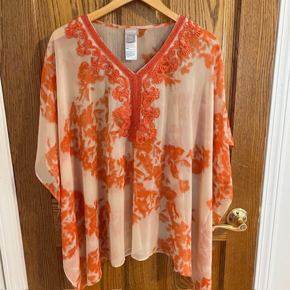 NWOT Chico’s Embellished Poncho Style Tunic Top - Picture 3 of 5